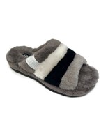 UGG Fluff You Stripes Sheepskin Slippers Mens Size 4 Dark Gray Multi-Color - £46.51 GBP