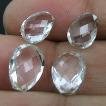 6.3Ct 4pc Wholesale Lot Natural Clear White Topaz Checker Drop Cut Gemstones - £12.72 GBP