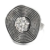 Hot Sale Boho Crystal Flower Rings Fashion Tibetan Silver CZ Zircon Bridal Weddi - £6.26 GBP
