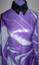 Purple and White Silver Metallic Foil Lycra Stretch Fabric 1 Yard 18 Inches - £28.28 GBP