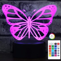 Butterfly 3D Night Light Birthday Gift Illusion Lamp, 7 Colors Auto Changing Tab - £19.66 GBP