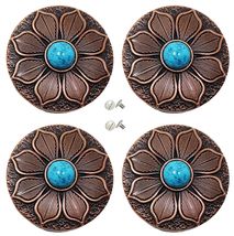 Set of 4 Screw Back Conchos Western Saddle Bridle Tack 1-1/4" Turquoise ... - $24.74