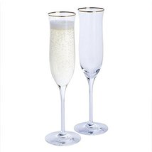 Personalised Dartington Gold Rim Celebration Champagne Flutes Glasses - ... - $91.18