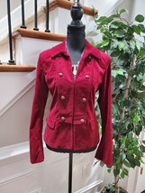 Talbots Women Red Cotton Long Sleeve Button Collared Casual Slim Fit Coat Size 6 - £26.58 GBP