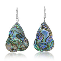 Lush Trio of Teardrop Shaped Abalone Seashell Dangle Earrings - £11.70 GBP