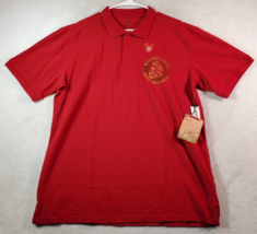 Disney Polo Shirt Men Large Red Knit 100% Cotton Short Sleeve Logo Slit Collared - £13.43 GBP