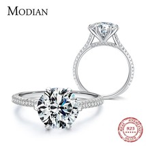 Modian Clear 3ct CZ Stone Ring Classic Real 925 Sterling Silver Crown Rings for  - £18.56 GBP