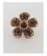 New Brown Rhinestone Flower Adjustable Ring - £6.22 GBP