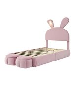 Twin Upholstered Platform Bed w/ Cartoon Ears Headboard &amp; LED Light - $475.48 CAD