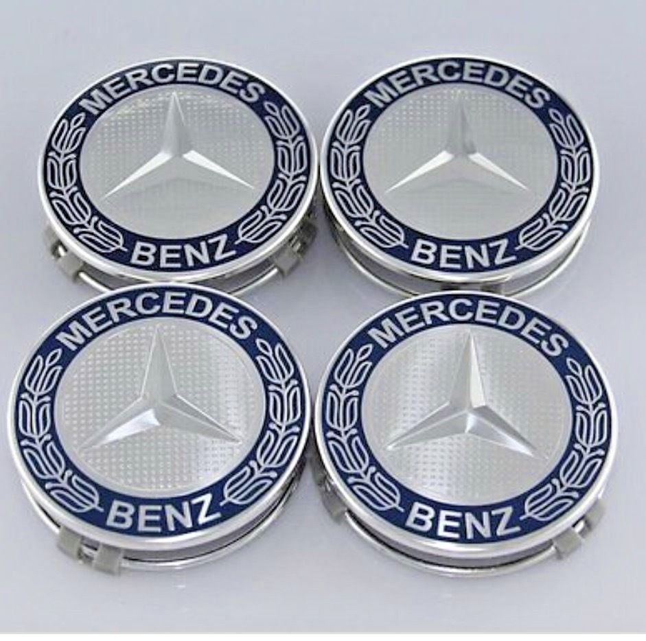 4 pcs Wheel Emblem Center Hub Caps 75mm MERCEDES Benz Dark Blue - DB