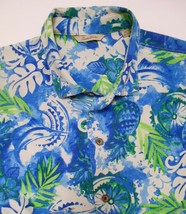 PARADISE COLLECTION Men&#39;s SILK SHIRT Tropical Fruit Sailfish Short Sleev... - $32.95