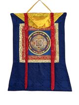 HAND-PAINTED KALACHAKRA MANDALA TIBETAN THANGKA WITH SILK BORDER BUDDHIS... - $2,564.05 MXN