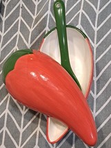 Ceramic Red Pepper Salsa Bowl with Spoon - £7.48 GBP