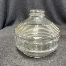 Vintage Clear Pressed Glass Oil/Kerosene Lamp Base- Squares and &#39;X&#39; Design - £11.87 GBP