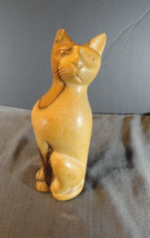 ART DECO DESIGNER WOOD WOODEN CAT FELINE HAND CARVED FIGURINE SCULPTURE ... - £36.47 GBP