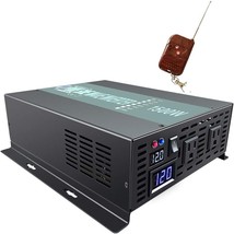 Solar Power Inverter With Remote Control, 1500W, 12V, 120V, Pure Sine Wave. - £198.56 GBP