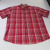 Kings Club Sportswear Men's Red/White Plaid Short Sleeve Button-Down Shirt Sz L image 9
