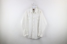 Vintage 90s Rockabilly Mens Large Rose Flower Western Snap Button Shirt White - £55.52 GBP