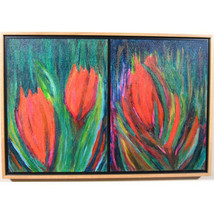 &quot;New York Garden&quot; By Susan Soffer Cohn Diptych Framed Mixed Media Painting - £935.74 GBP