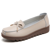 Dosreal Women Flats Shoes Cow Leather Loafers Shoes For Females Slip On Mother W - £40.50 GBP