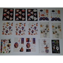 VTG Mixed Lot Halloween Stickers Temporary Tattoos Ghost Witch Black Cat... - $16.79