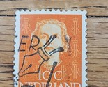 Netherlands Stamp Queen Juliana 10c Used Fancy Cancel Pen Design 308 - $2.84