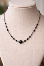 Vintage Robert Rose Gunmetal Black Crystal Necklace Minimalist Y2K - $17.10