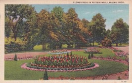 Lansing Michigan MI Flower Beds Potter Park Postcard C25 - £2.32 GBP