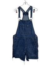 Gap Women&#39;s Jumpsuit Overall Shorts Cut Off Frayed Distressed Denim Blue... - $26.80