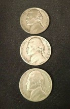 1945 PDS Silver Wartime Jefferson Nickels (Three) AA20-7431 Vintage - £82.97 GBP