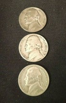 1945 PDS Silver Wartime Jefferson Nickels (Three) AA20-7431 Vintage - $145.24 CAD
