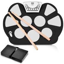 Pyle Electronic Roll Up MIDI Drum Kit - W/ 9 Electric Drum Pads, Foot Pedals, Dr - £88.12 GBP