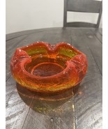 Viking Cigar Ashtray Key Bowl Crackle Art Glass Amberina Orange Vintage MCM - $49.49