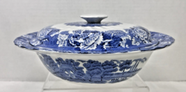 WOOD &amp; SONS English Scenery Blue White Woods Ware Swirl Rnd Round Covere... - $12.38