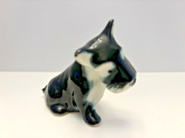 Scottish Terrier Dog Ceramic Figurine Scotty Black White Sitting Scottie Vtg - £12.40 GBP