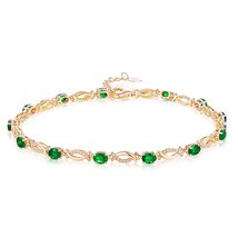 Kardy Natural Emerald Gemstone 14K Yellow Gold Diamond Bracelet 7&quot; + 1&quot; - $3,135.99