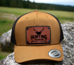 Hunting Season Deer Muskets Trucker Hat Cap with Wood Leather Patch - $23.99