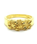 14K Argent Plaqué or Jaune Homme Femme 7MM Diamant Coupe Pépite Bague Pè... - €43,28 EUR