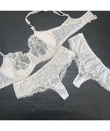 Victoria&#39;s Secret 32DDD,34D,36D BRA SET thong lot coconut white VELOUR V... - $119.99
