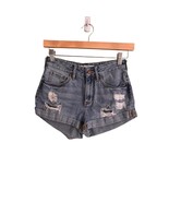 BULLHEAD HIGH-RISE SHORT Size 24 Light Wash Denim Distressed Jean Shorts... - $16.79