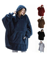 Winter Women Doublefaced Fleece Hoodie Blanket Oversize Large Pocket War... - $20.99