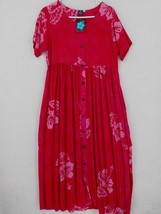 Hibiscus Collection Dress Sz S Tina&#39;s Creation Batik Print Short Sleeve Nwd - £16.98 GBP