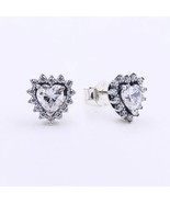 Sterling silver Sparkling Heart Halo Stud Earrings 293097C01 - $341.19 MXN