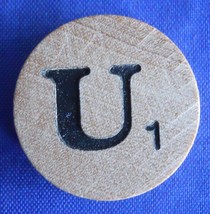 WordSearch Letter U Tile Replacement Wooden Round Game Piece Part 1988 P... - $1.22