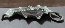 Ceramic Leaf Console Bowl Vintage Art Pottery Hand Painted Glazed 15&#39;&#39; 2... - $46.42