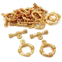 Bali Toggle Clasps Gold Plated Part 15.5mm Approx 12 - £6.66 GBP