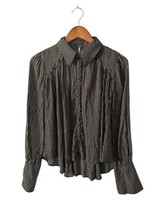 Free People Womens Shirt Modern Blouse Black Striped Button Up Sz Xs - £11.53 GBP