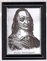 B&amp;W Engraving Print Reproduction (Framed) Drawing of Peter Stuyvesant - ... - $10.77