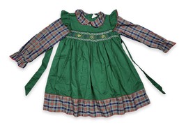 Vtg Sears Plaid Lace Ruffles Party Christmas Holiday Dress Girls Size 6 Kid - £17.37 GBP