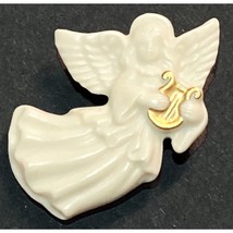 Porcelain Angel 24K Gold Harp Pin Brooch Genuine LENOX NWB - $14.95